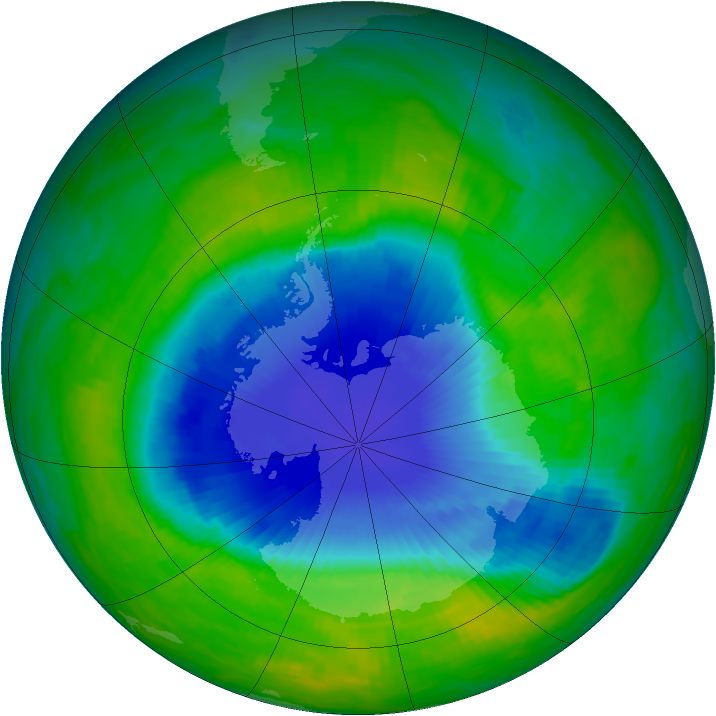 Antarctic ozone map for 22 November 1990